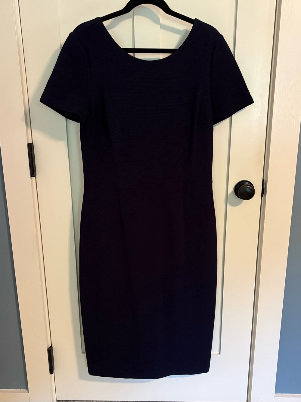 Boden Navy Short-Sleeve Sheath Midi Dress 14L